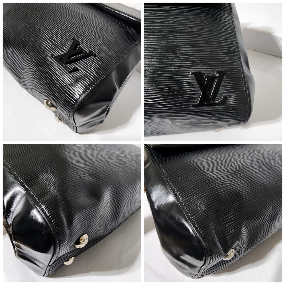LOUIS VUITTON Epi Leather Cluny Satchel Bag Black
